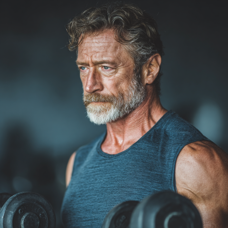 Възрастна жена прави упражнения